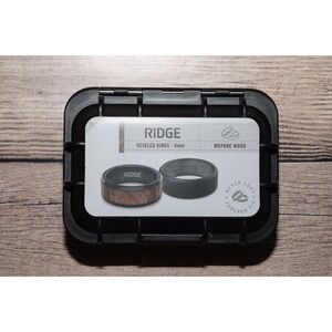 RIDGE Men's Wedding Band Ring Set 8mm Mopane Wood Beveled Size 10 New